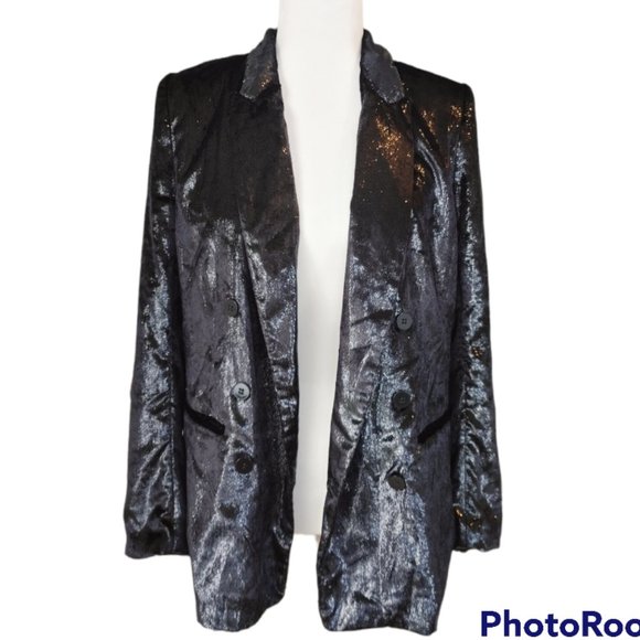 NWT Black Shine Double-breasted Blazer Jacket - Size 10 - Picture 1 of 5